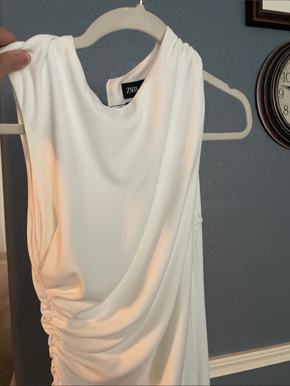 ZARA Cream Draped Sleeveless Dress